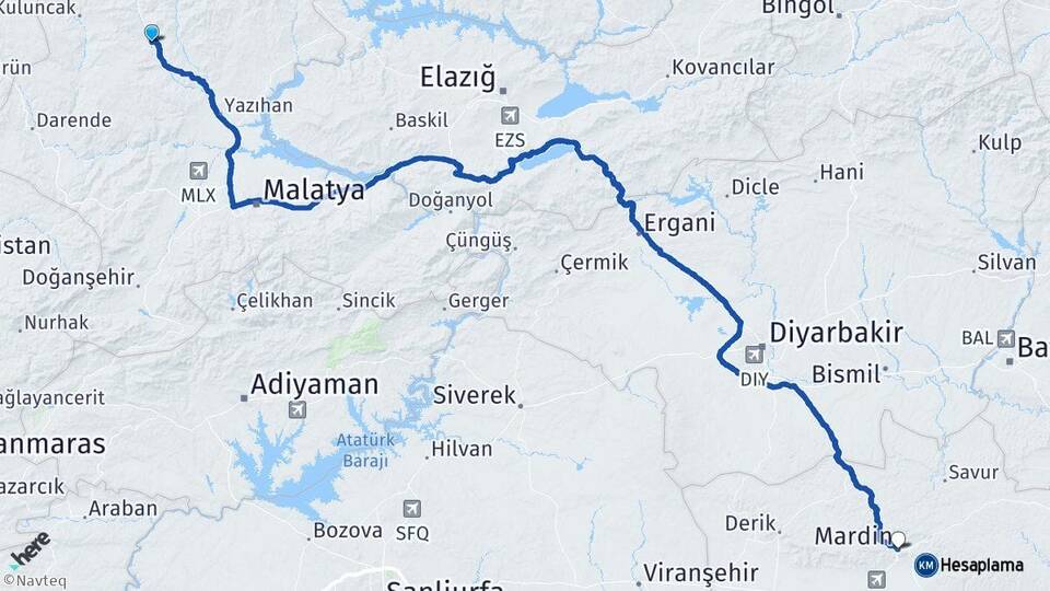 Malatya Hekimhan Mardin Arası Kaç Km - Yol Haritası