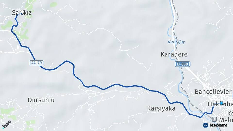 Malatya Hekimhan Sarıkız Hekimhan Arası Kaç Km - Yol Haritası