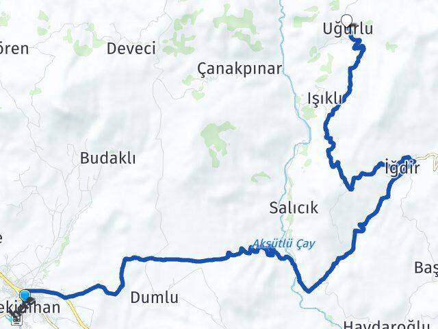 Malatya Hekimhan Uğurlu Hekimhan Arası Kaç Km - Yol Haritası