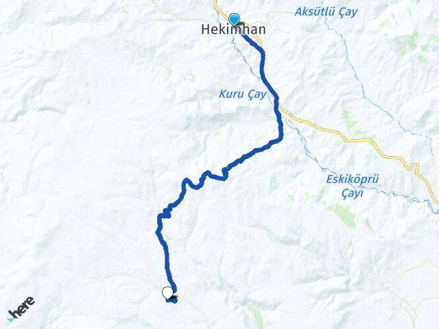 Malatya Hekimhan Yeşilköy Hekimhan Arası Kaç Km - Yol Haritası