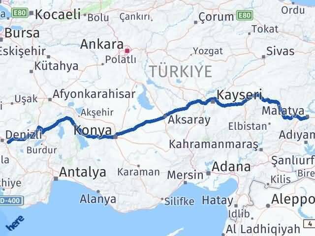 Malatya Honaz Denizli Arası Kaç Km - Yol Haritası