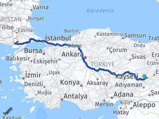 Malatya İpsala Edirne Arası Kaç Km - Yol Haritası