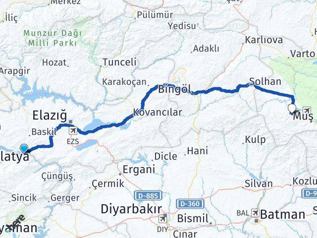 Malatya Kale Muş Arası Kaç Km - Yol Haritası