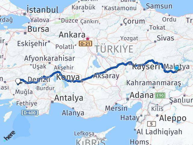 Malatya Karacasu Aydın Arası Kaç Km - Yol Haritası