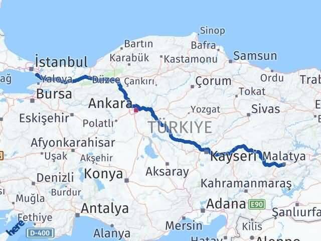 Malatya Kartal İstanbul Arası Kaç Km - Yol Haritası