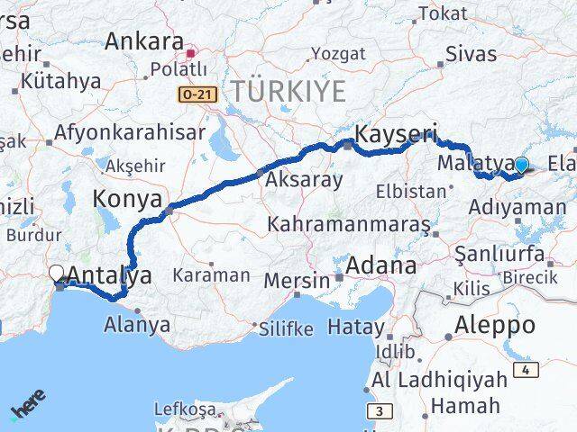 Malatya Kepez Antalya Arası Kaç Km - Yol Haritası