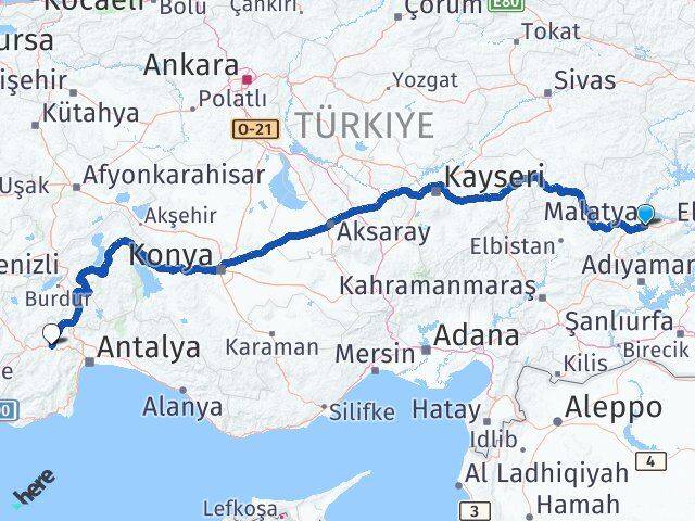 Malatya Korkuteli Antalya Arası Kaç Km - Yol Haritası