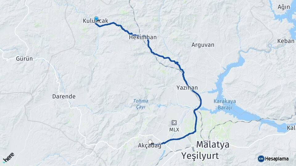 Malatya Kuluncak Akçadağ Arası Kaç Km - Yol Haritası