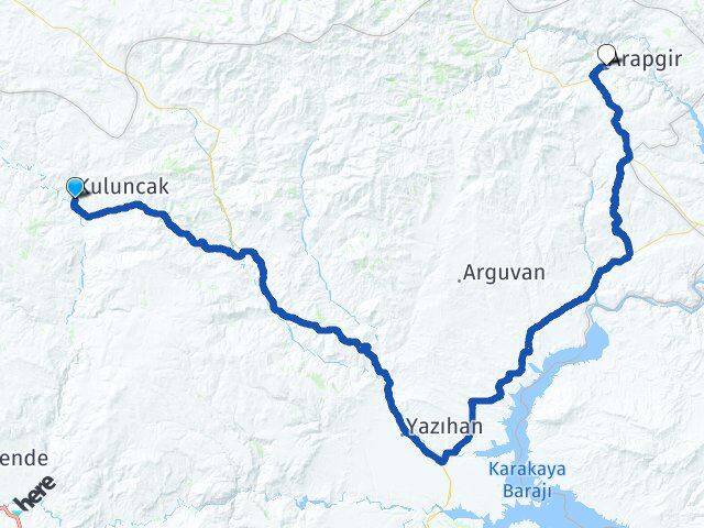 Malatya Kuluncak Arapgir Arası Kaç Km - Yol Haritası