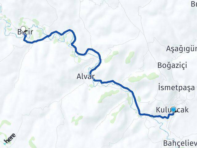 Malatya Kuluncak Bicir Kuluncak Arası Kaç Km - Yol Haritası