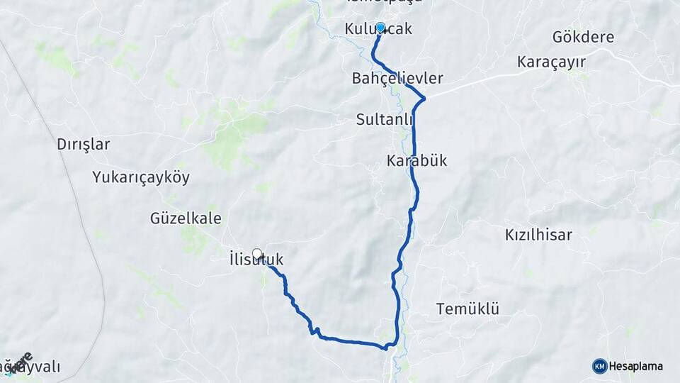 Malatya Kuluncak İlisuluk Kuluncak Arası Kaç Km - Yol Haritası