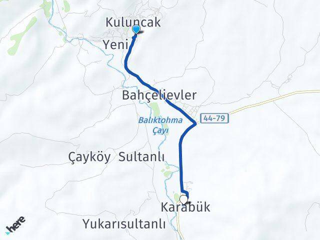 Malatya Kuluncak Karabük Kuluncak Arası Kaç Km - Yol Haritası