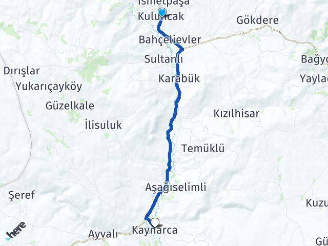 Malatya Kuluncak Kaynarca Kuluncak Arası Kaç Km - Yol Haritası