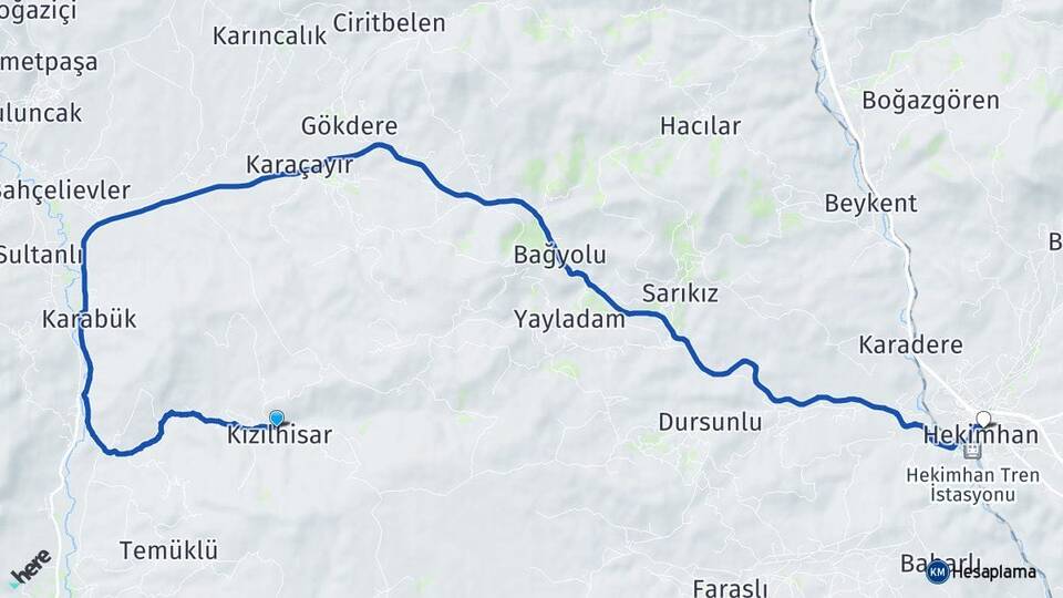 Malatya Kuluncak Kızılhisar Hekimhan Arası Kaç Km - Yol Haritası