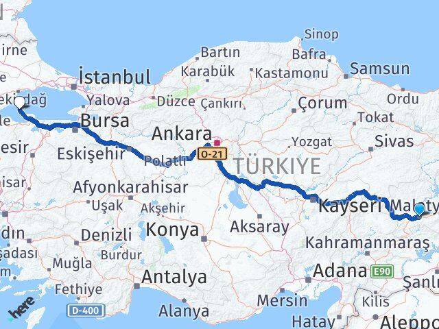 Malatya Marmara Balıkesir Arası Kaç Km - Yol Haritası