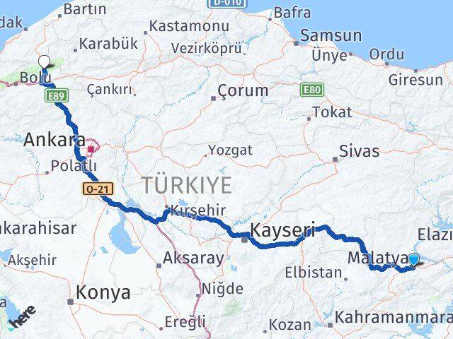 Malatya Mengen Bolu Arası Kaç Km - Yol Haritası