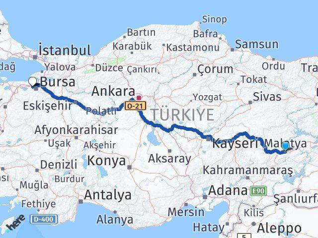 Malatya Nilüfer Bursa Arası Kaç Km - Yol Haritası