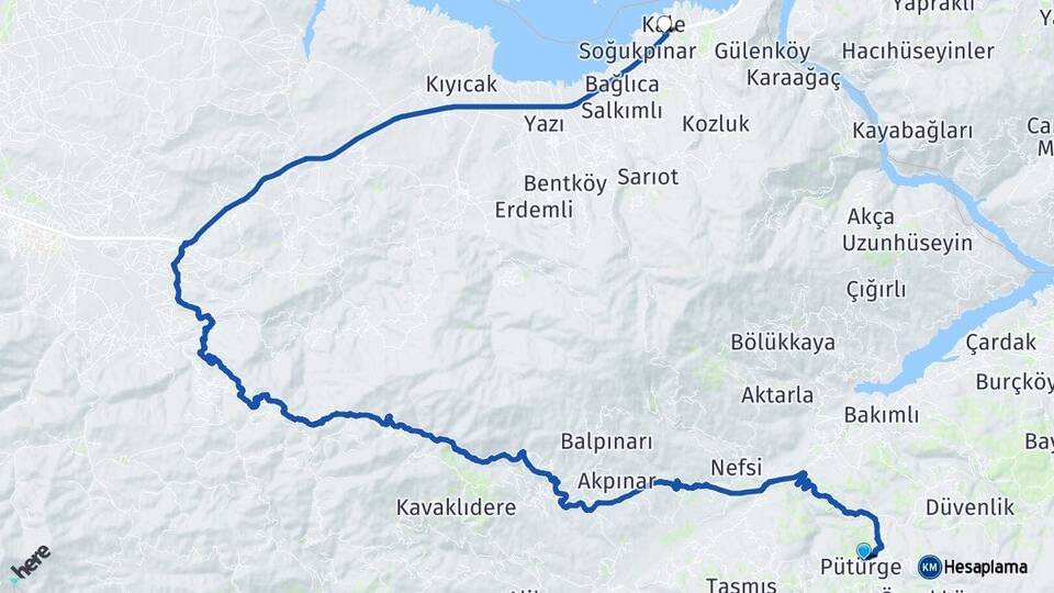 Malatya Pütürge Kale Arası Kaç Km - Yol Haritası