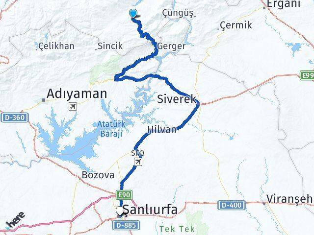 Malatya Pütürge Şanlıurfa Arası Kaç Km - Yol Haritası