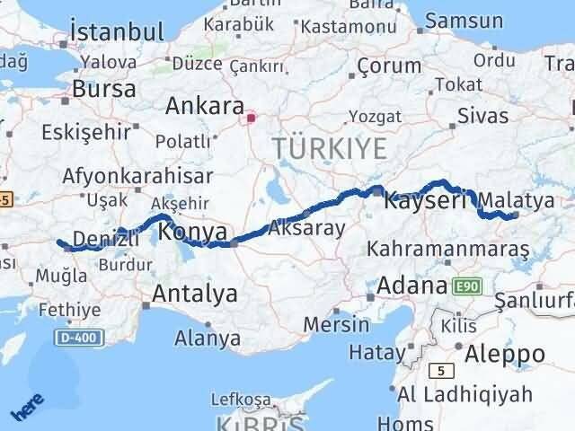 Malatya Sarayköy Denizli Arası Kaç Km - Yol Haritası