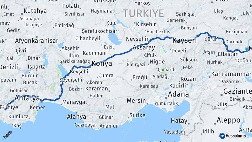 Malatya Seydikemer Muğla Arası Kaç Km - Yol Haritası