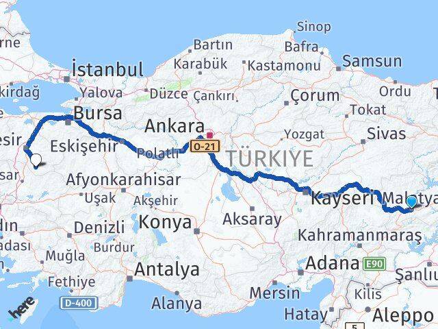 Malatya Sındırgı Balıkesir Arası Kaç Km - Yol Haritası