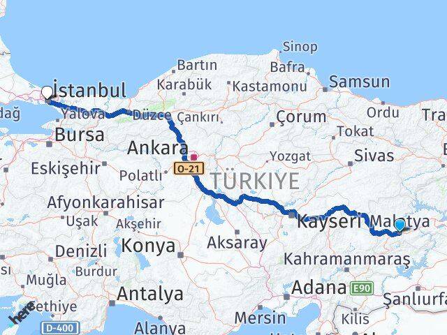 Malatya Şişli İstanbul Arası Kaç Km - Yol Haritası