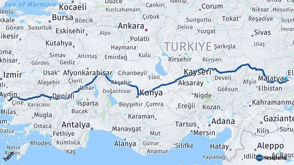 Malatya Söke Aydın Arası Kaç Km - Yol Haritası