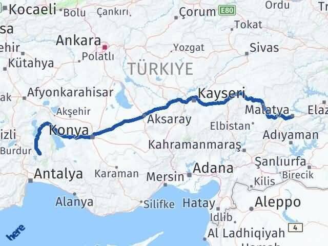 Malatya Sütçüler Isparta Arası Kaç Km - Yol Haritası