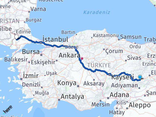 Malatya Uzunköprü Edirne Arası Kaç Km - Yol Haritası