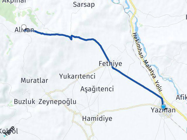 Malatya Yazıhan Alican Yazıhan Arası Kaç Km - Yol Haritası