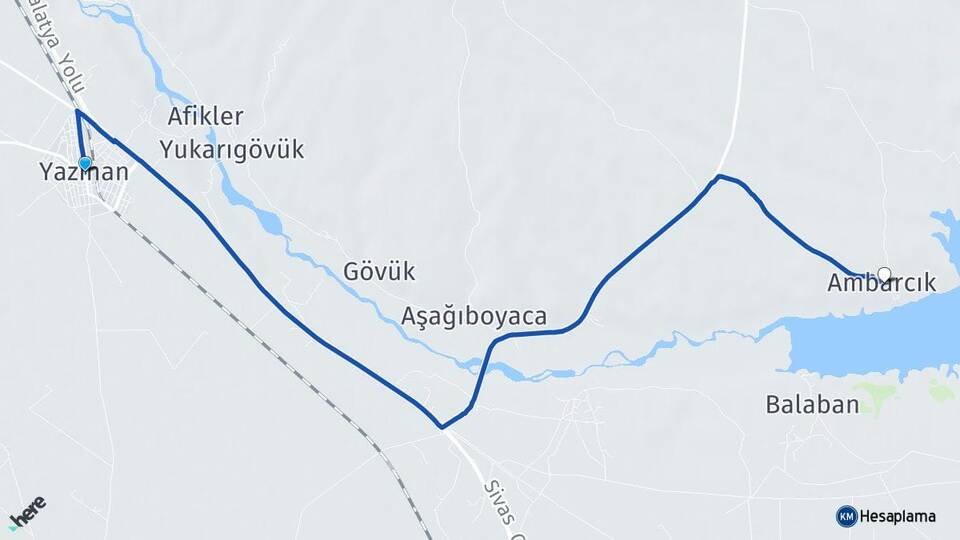 Malatya Yazıhan Ambarcık Yazıhan Arası Kaç Km - Yol Haritası
