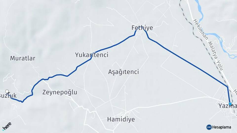 Malatya Yazıhan Buzluk Yazıhan Arası Kaç Km - Yol Haritası