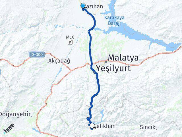 Malatya Yazıhan Çelikhan Adıyaman Arası Kaç Km - Yol Haritası