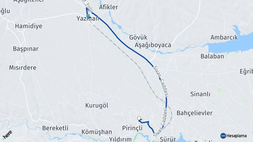 Malatya Yazıhan Durucasu Yazıhan Arası Kaç Km - Yol Haritası