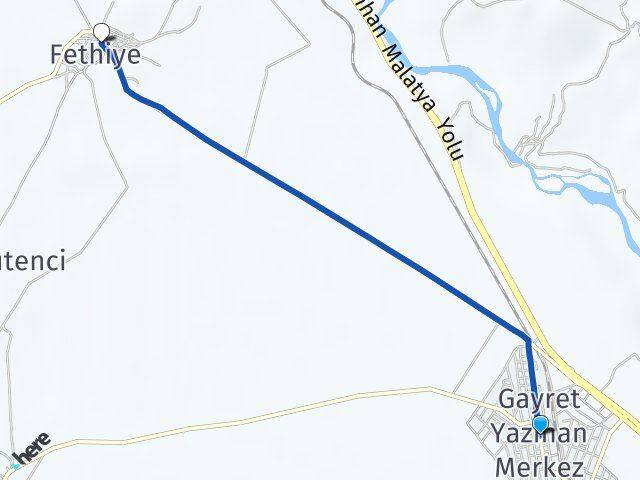 Malatya Yazıhan Fethiye Yazıhan Arası Kaç Km - Yol Haritası