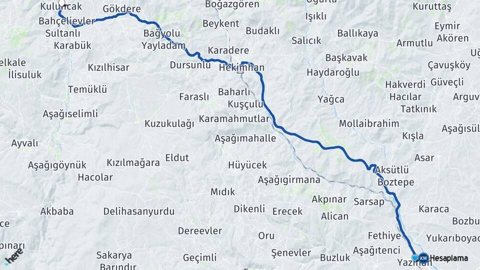 Malatya Yazıhan Kuluncak Arası Kaç Km - Yol Haritası