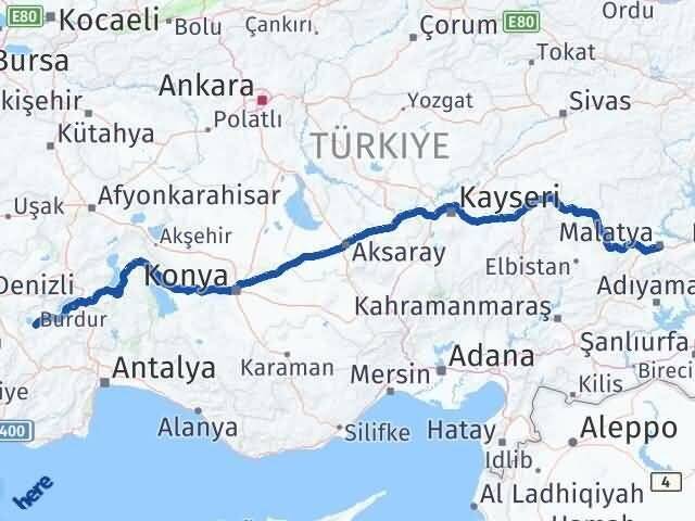 Malatya Yeşilova Burdur Arası Kaç Km - Yol Haritası