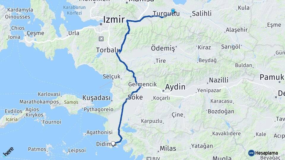 Manisa Ahmetli Didim Aydın Arası Kaç Km - Yol Haritası
