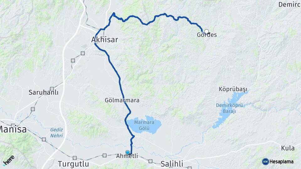 Manisa Ahmetli Gördes Arası Kaç Km - Yol Haritası