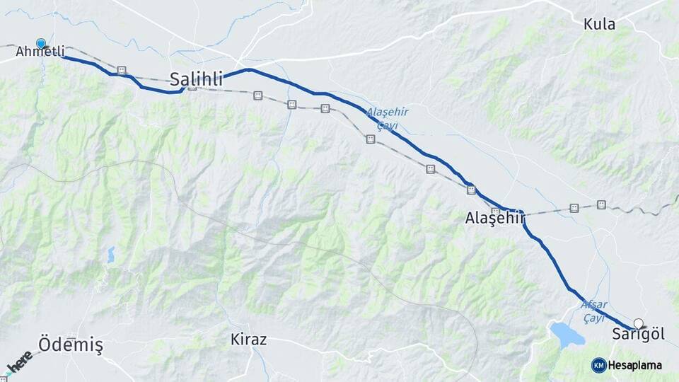 Manisa Ahmetli Sarıgöl Arası Kaç Km - Yol Haritası