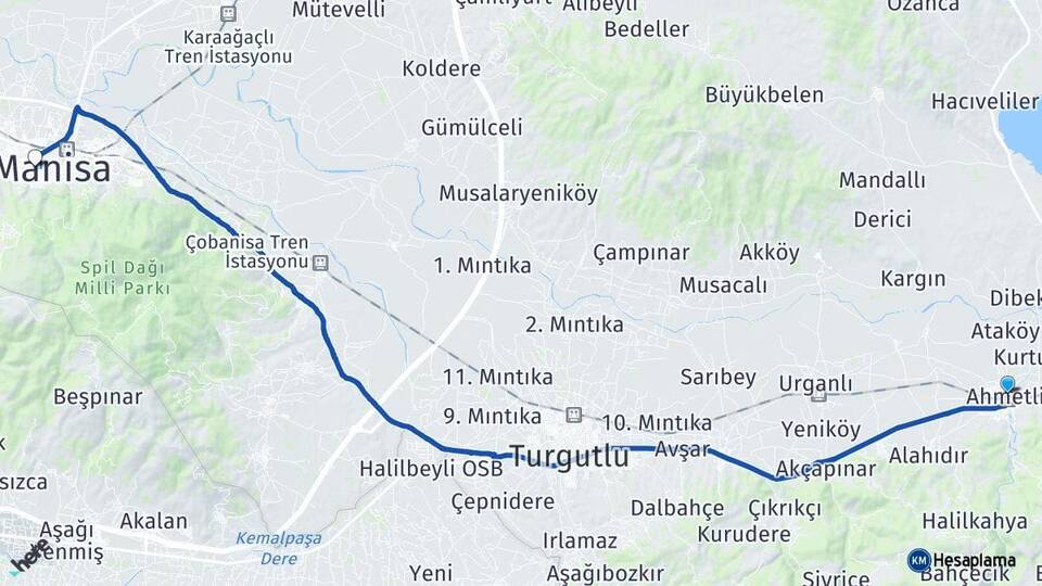 Manisa Ahmetli Yunusemre Arası Kaç Km - Yol Haritası