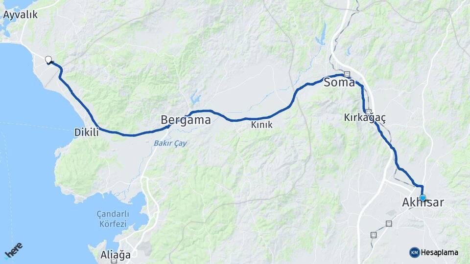 Manisa Akhisar Altınova Ayvalık Balıkesir Arası Kaç Km - Yol Haritası