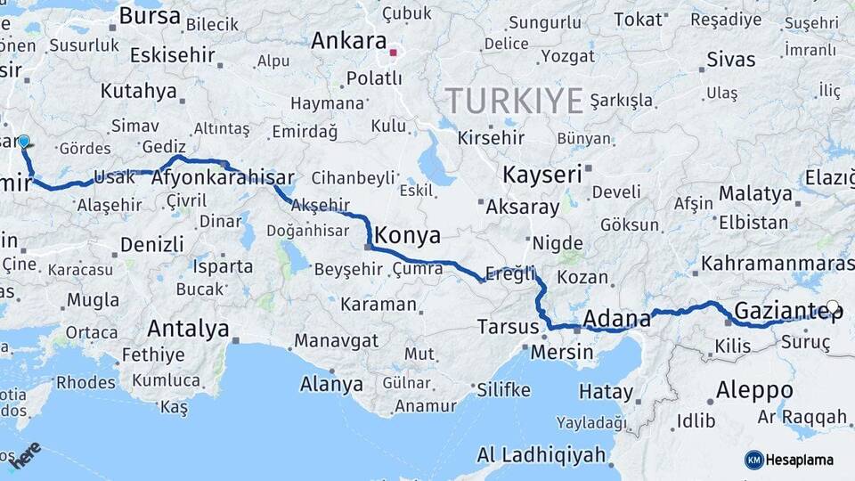 Manisa Akhisar Şanlıurfa Arası Kaç Km - Yol Haritası
