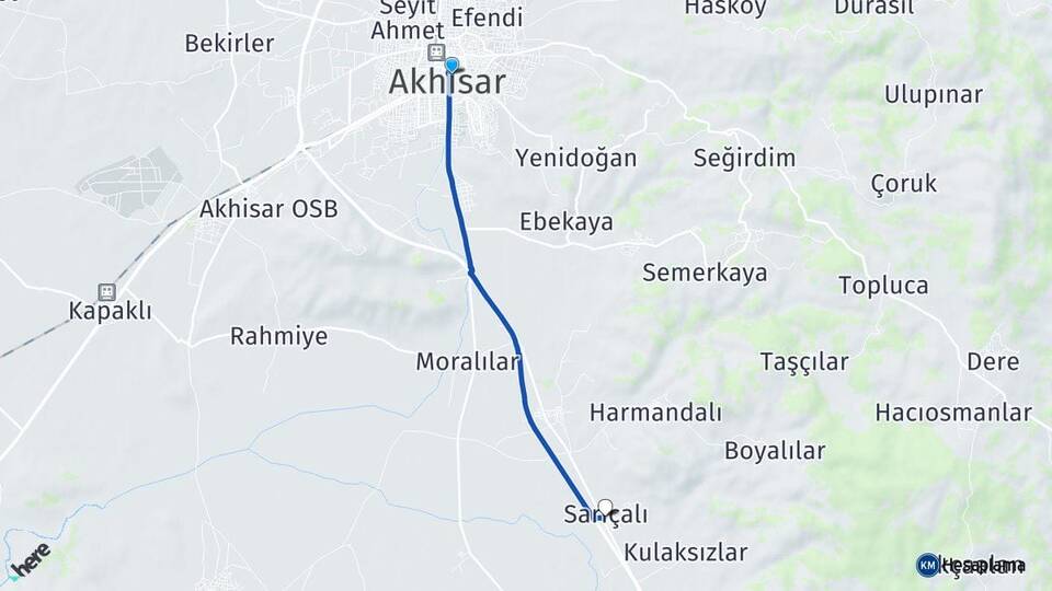 Manisa Akhisar Sarıçalı Akhisar Arası Kaç Km - Yol Haritası