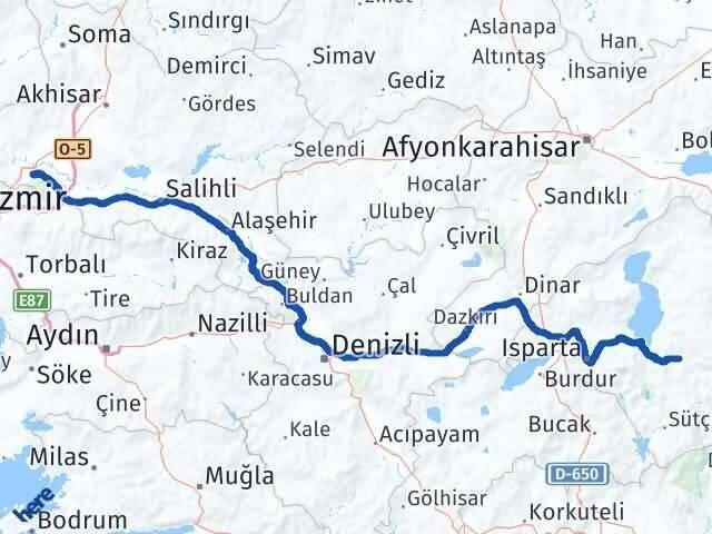 Manisa Aksu Isparta Arası Kaç Km - Yol Haritası