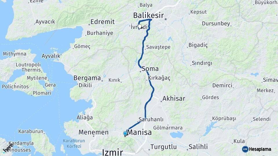 Manisa Altıeylül Balıkesir Arası Kaç Km - Yol Haritası
