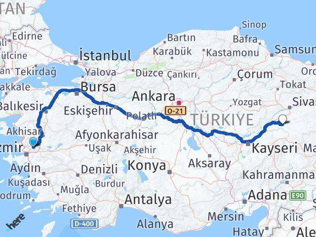 Manisa Altınyayla Sivas Arası Kaç Km - Yol Haritası