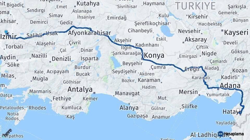 Manisa Antakya Hatay Arası Kaç Km - Yol Haritası