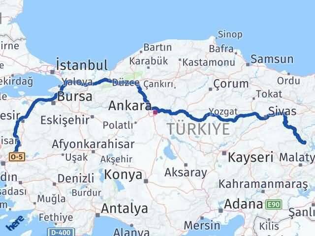 Manisa Arapgir Malatya Arası Kaç Km - Yol Haritası